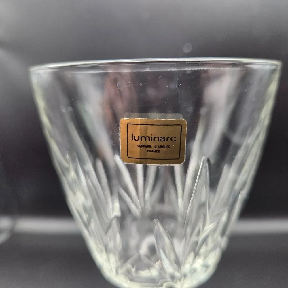 Vintage Set of 4 Luminarc Verrerie d'Arques France Crystal Wine Glasses